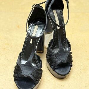 Stella McCartney Satin T-Strap Platform Sandals – Black | EU 38 | Made in Italy